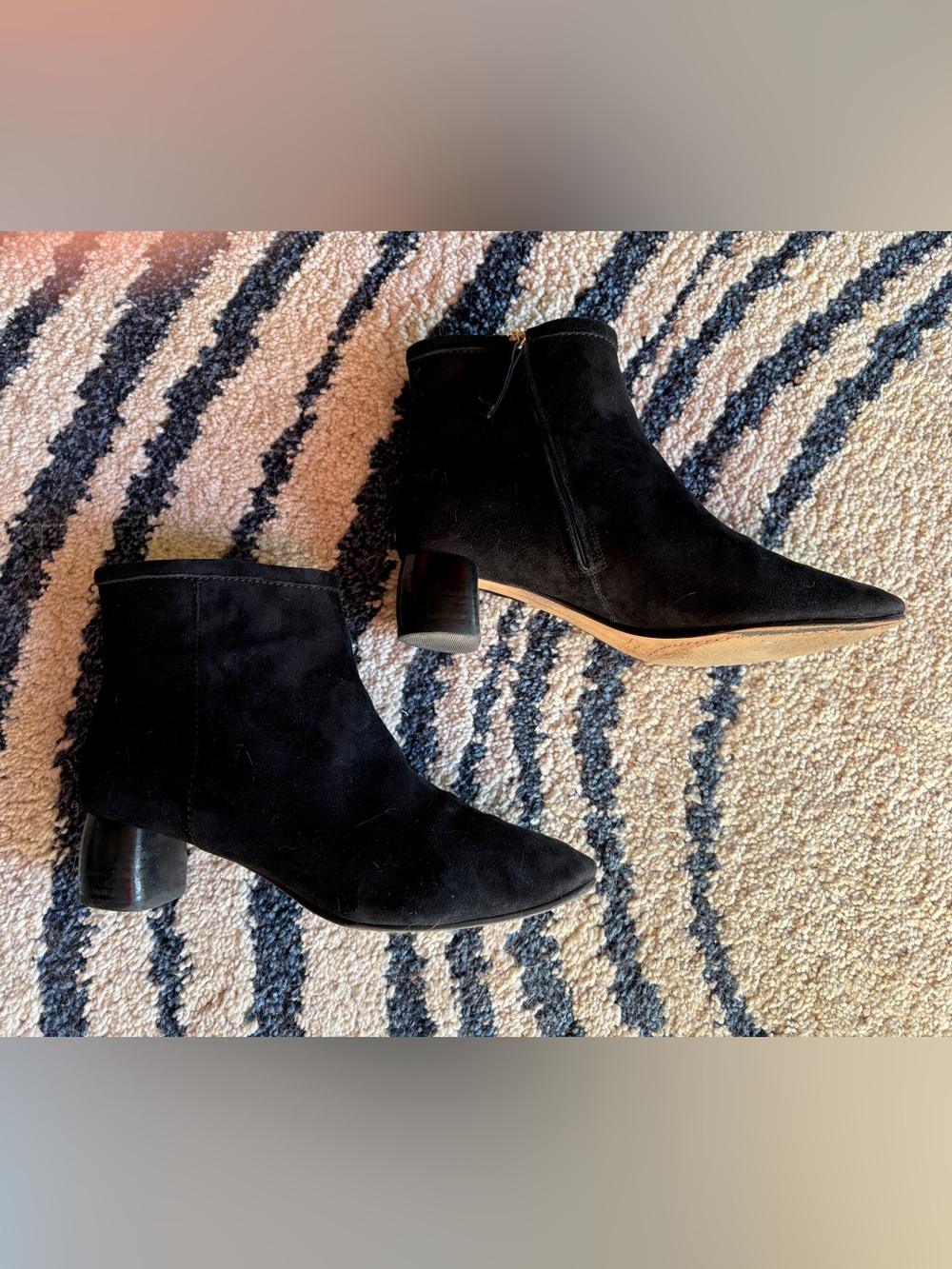 Clarks Women's Black Suede Ankle Boots - Classic Zip Heeled Boot